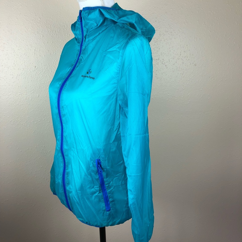 Somewhere Packable Blue Waterproof Jacket Size S - image 3